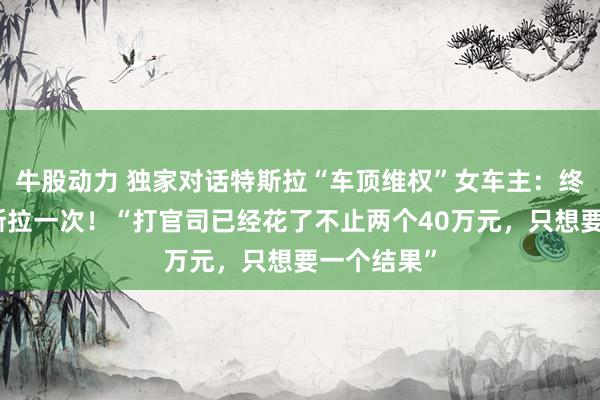 牛股动力 独家对话特斯拉“车顶维权”女车主：终于赢了特斯拉一次！“打官司已经花了不止两个40万元，只想要一个结果”